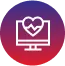 Icon of a heart monitor on a gradient background, symbolizing health diagnostics.